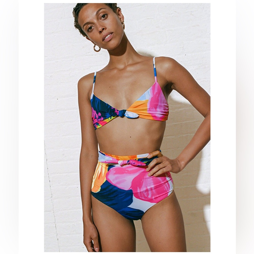NWT SET! Mara Hoffman white Multi Bikini Sz Large
